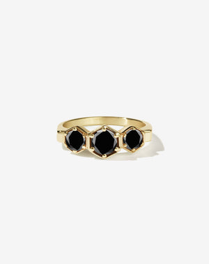 3 Hexagon Stone Ring | 14ct Yellow Gold