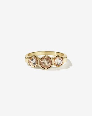 3 Hexagon Stone Ring | 14ct Yellow Gold