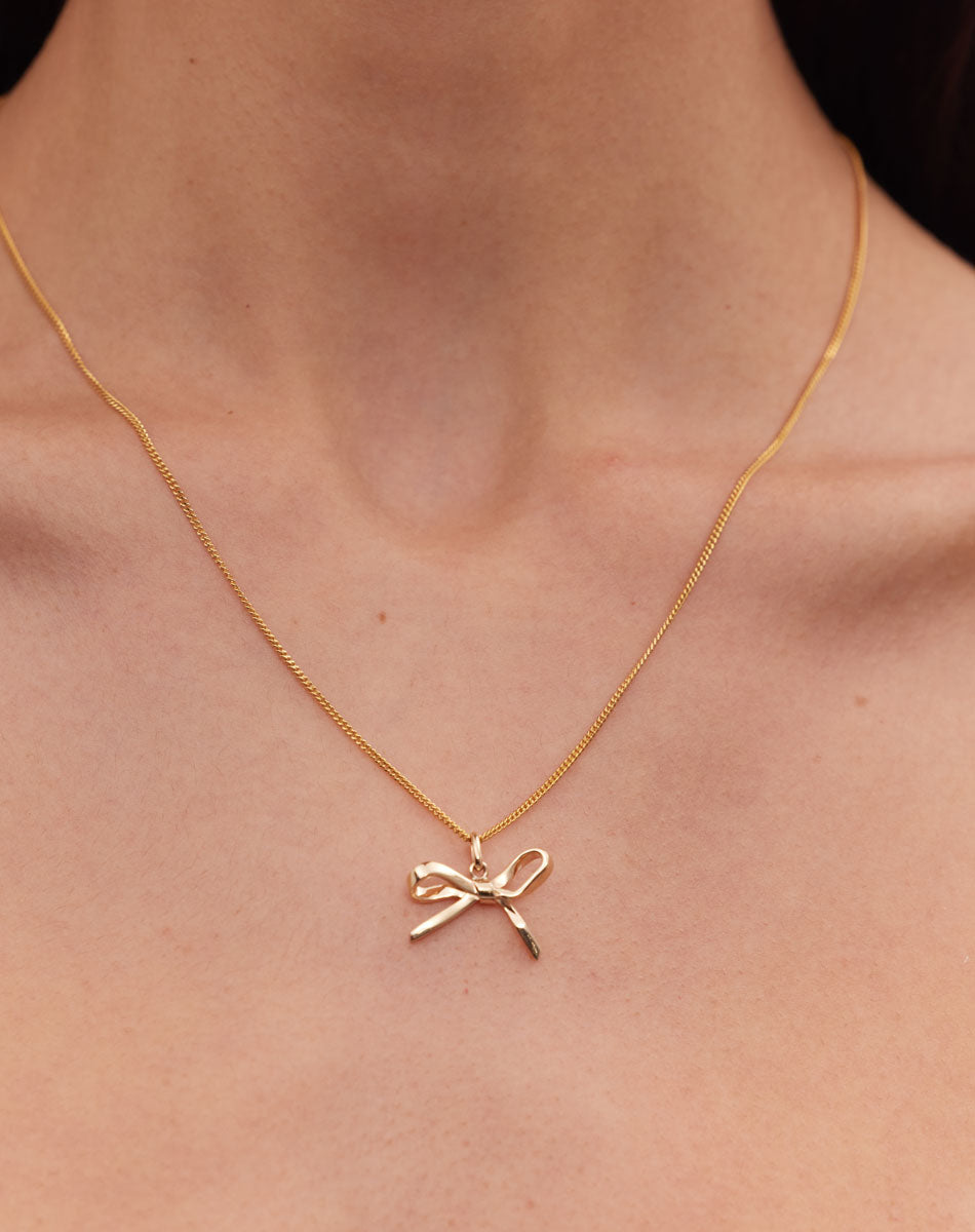 Bow Charm Necklace | Sterling Silver