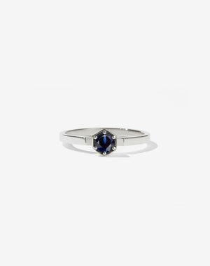 Hexagon Solitaire Ring | Sterling Silver