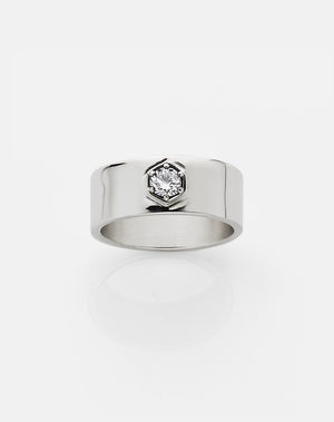 Hexagon Stone Band | Sterling Silver