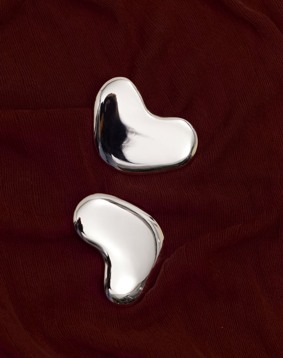Lava Heart Earrings Oversized | Sterling Silver
