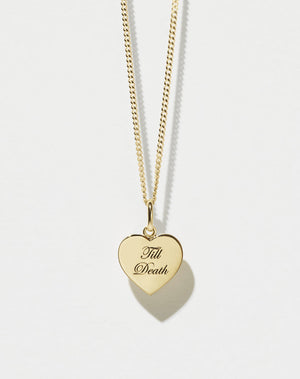 Sweetheart Charm with Till Death Engraving on Fine Chain | 9ct Solid Gold