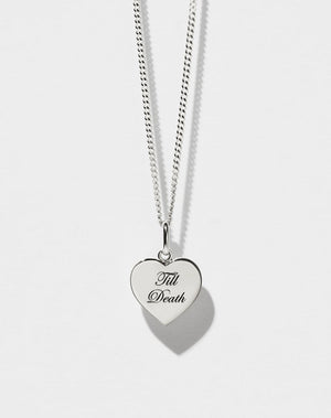 Sweetheart Charm with Till Death Engraving on Fine Chain | Sterling Silver