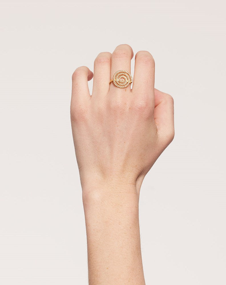 Spiral Ring Pave | 9ct Solid Gold