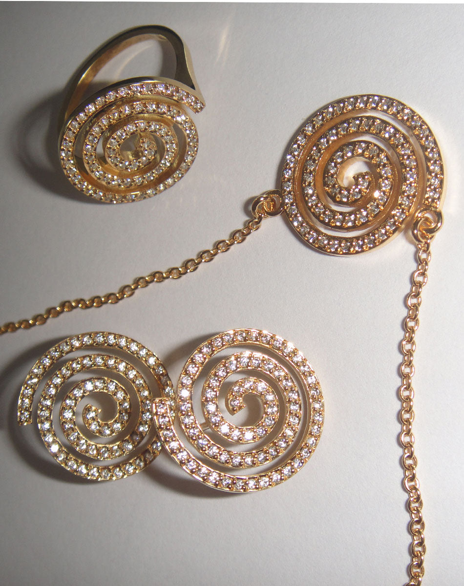 Spiral Studs Pave | 9ct Solid Gold