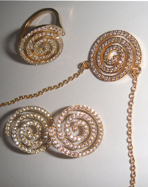 Spiral Studs Medium Pave | 9ct Solid Gold