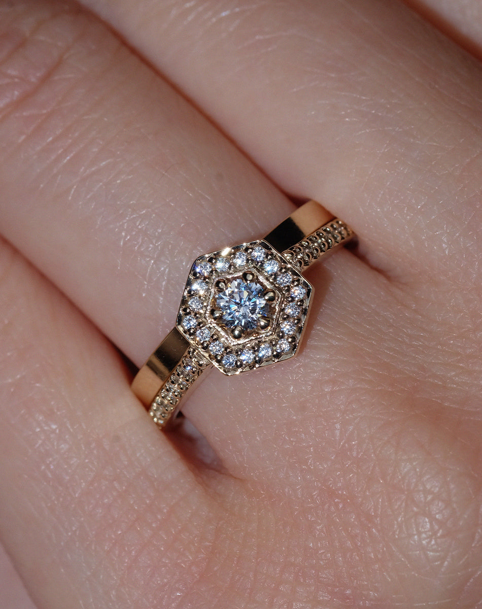 Mini Hex Engagement Ring | 9ct White Gold