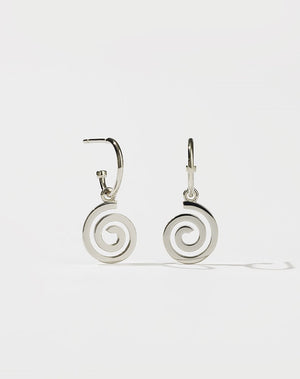 Spiral Signature Hoops | Sterling Silver