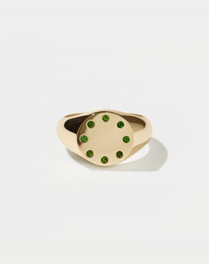 Stoned Signet Ring | 23k Gold Plated