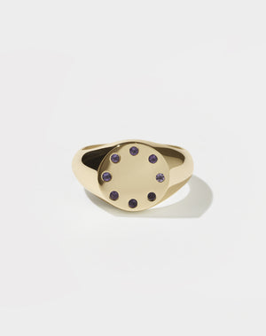 Stoned Signet Ring | 23k Gold Plated