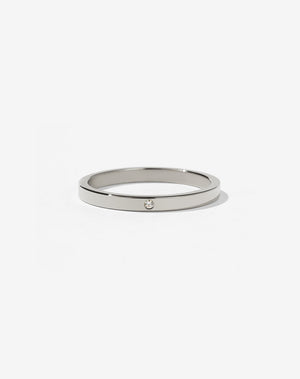 2mm Band with Stone | 9ct White Gold