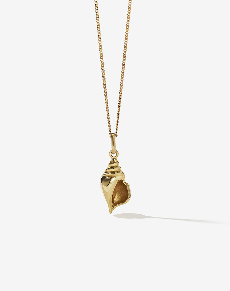 Conch Charm Necklace | 23k Gold Plated