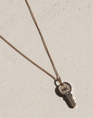 Key Charm Necklace | 23k Gold Plated