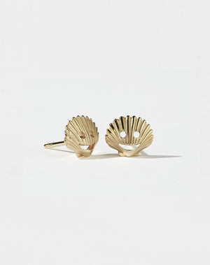 Nell Shell Stud Earrings | 23k Gold Plated