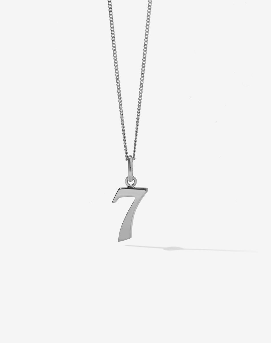 Old English Number Necklace | Sterling Silver