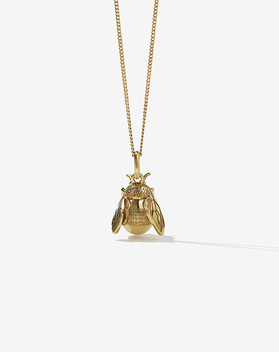 Bee Charm Necklace | 23k Gold Plated