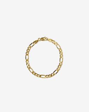 Figaro Wide Chain Bracelet | 23k Gold Plated